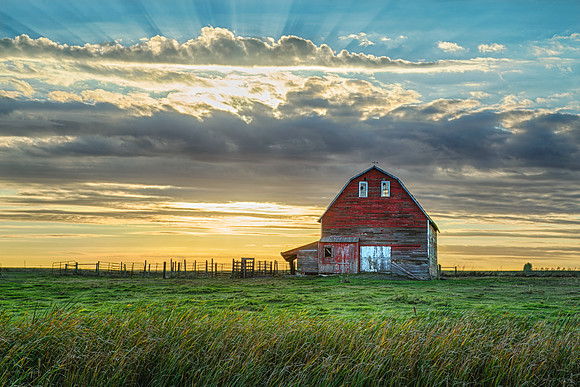 Barn at sunset