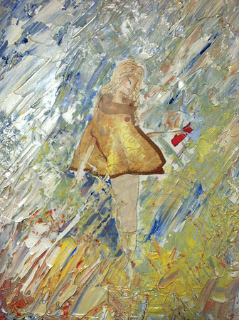 Combined one of my marker fashion illustrations with oil painting today for a fun mixed media piece.